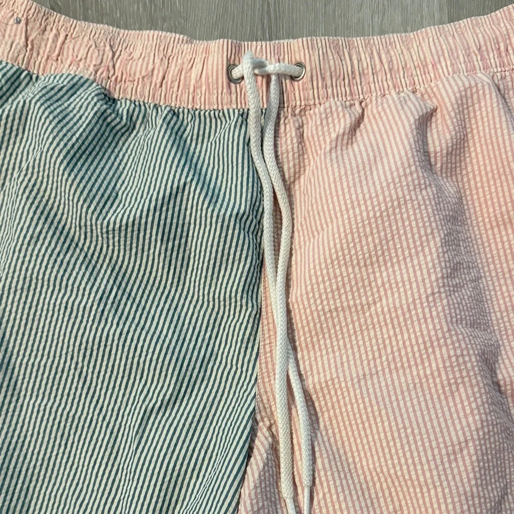 J. Crew Men's Dual-Tone Striped Shorts - Pink and‎ Green